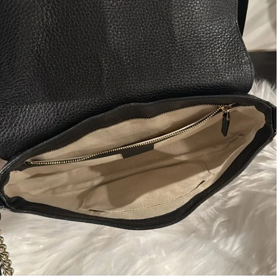 Gucci Soho Disco Long Flap Black Leather Crossbody Bag
