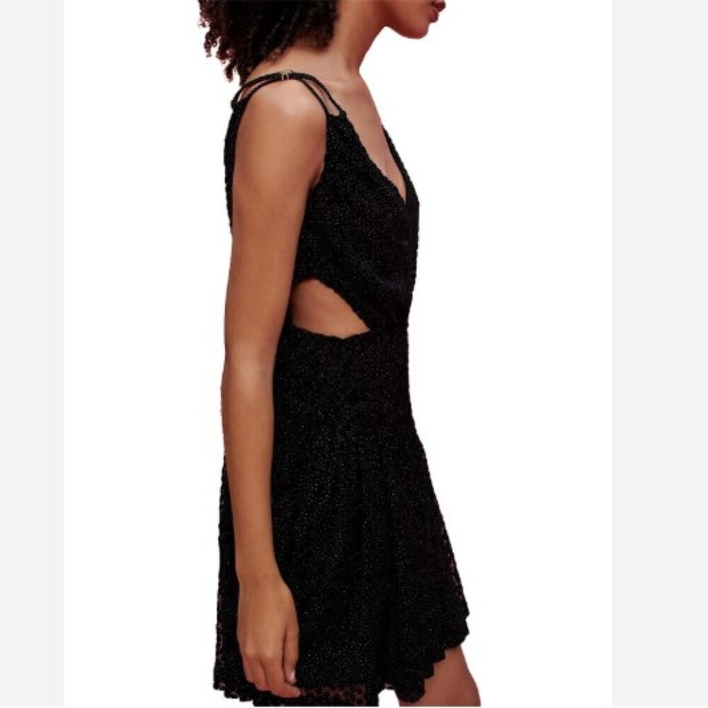 Maje Roany Polka Dot Velvet Mini Dress in Black