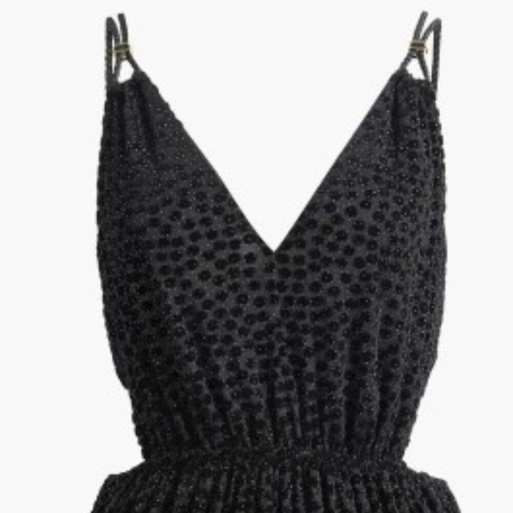 Maje Roany Polka Dot Velvet Mini Dress in Black