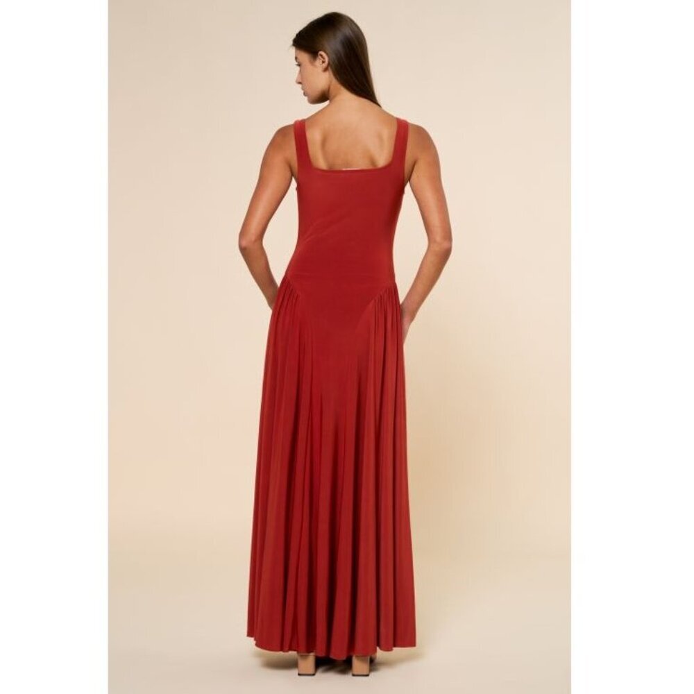 Effortlessly Chic Jersey Maxi Sleeveless Dress in Rust