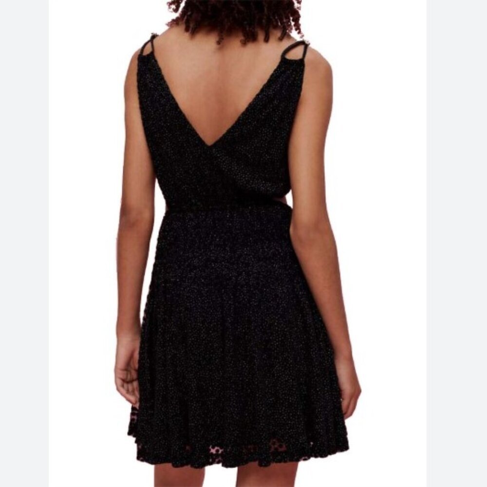 Maje Roany Polka Dot Velvet Mini Dress in Black