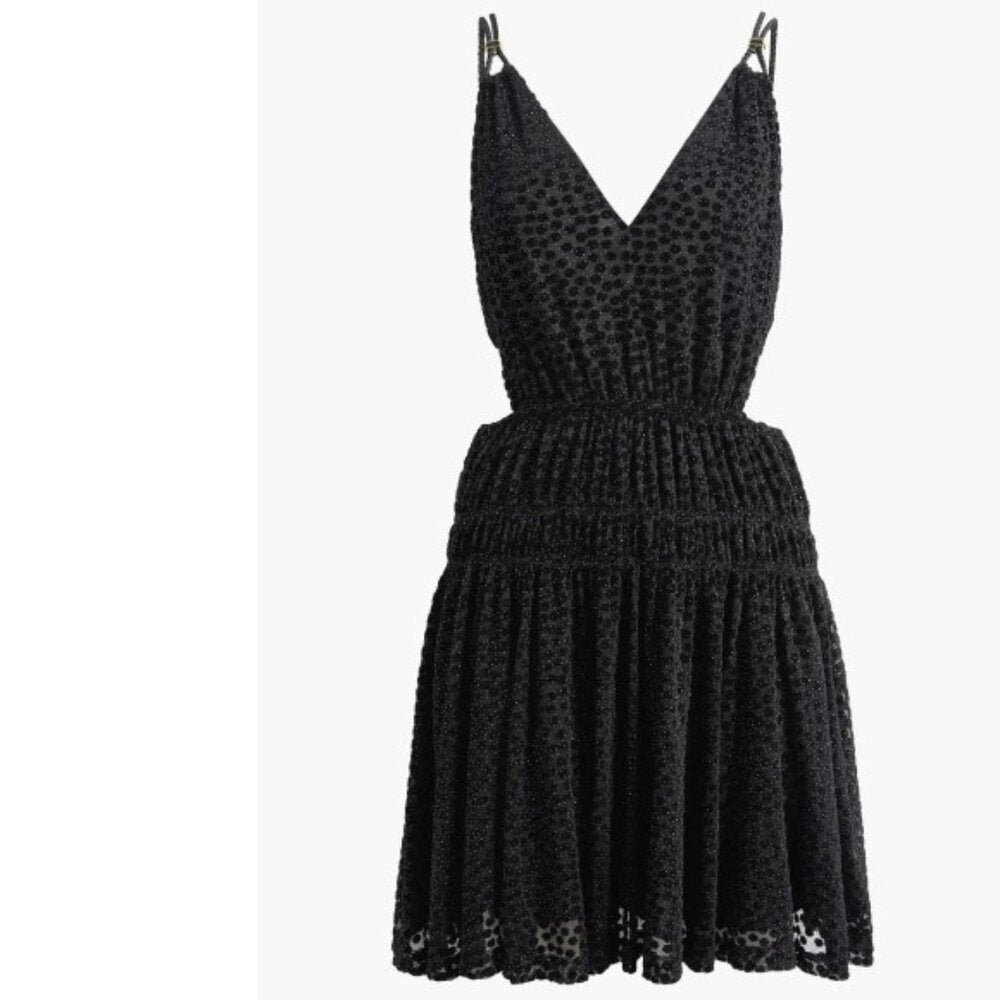 Maje Roany Polka Dot Velvet Mini Dress in Black
