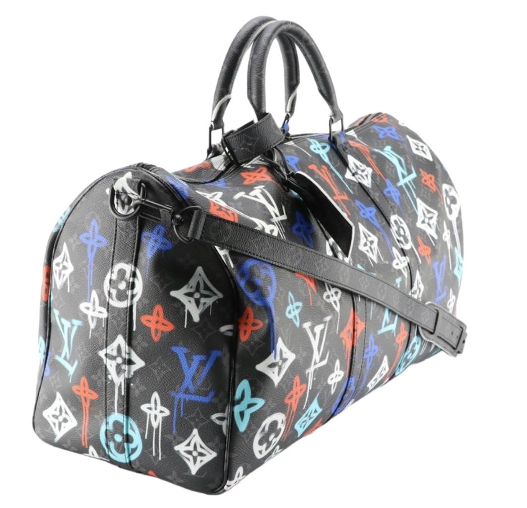 Louis Vuitton Keepall Bandouliere 50 Graffiti Monogram Duffle Bag